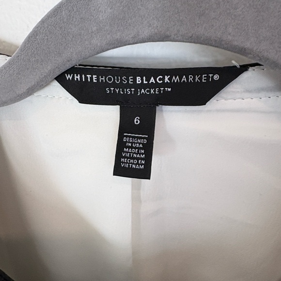 White House Black Market Women's White Blazer with Black Trim - Picture 2 of 8